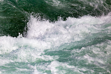 stormy waters of the river as a backdrop