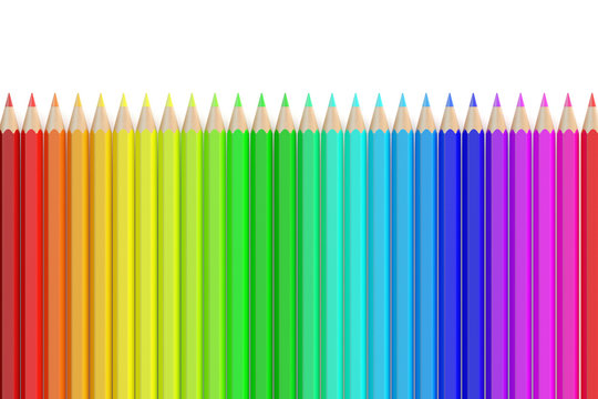 set of colored pencils, 3D rendering