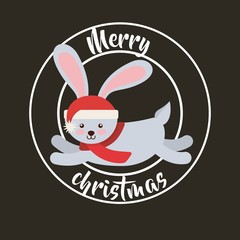 cute animal merry christmas isolated icon
