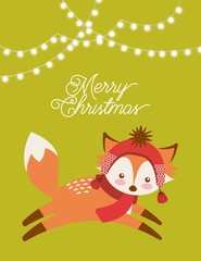 cute animal merry christmas isolated icon