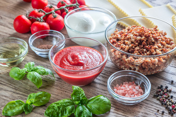 Ingredients for lasagne