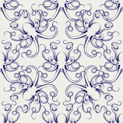 Seamless pattern with hand drawn octopus sketch vector