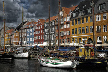 COPENHAGEN, DENMARK - AUGUST 14, 2016: Boats in the docks Nyhavn