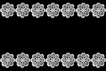 Lace border isolated on black background