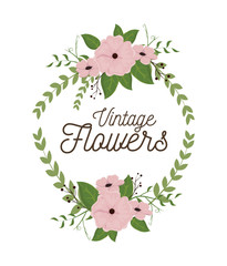 vintage flowers decoration icon vector illustration icon