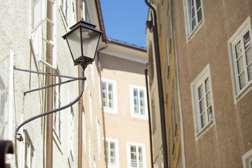 Fototapeta na wymiar lamps on a building in Salzburg
