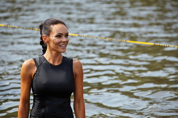extrim race concept. Survival woman