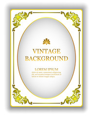 Vector template vintage white background with a gold royal frame. The backdrop to create invitations, greeting cards, book covers.