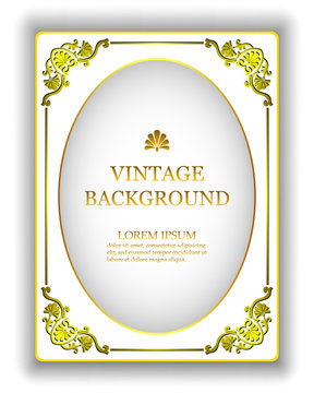 Vector Template Vintage White Background With A Gold Royal Frame. The Backdrop To Create Invitations, Greeting Cards, Book Covers.