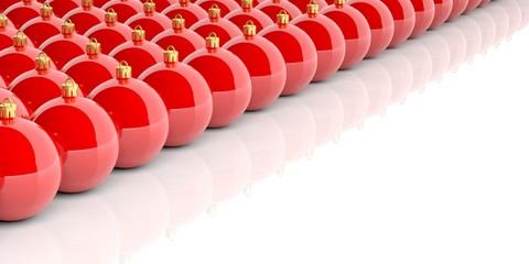 Fototapeta premium Christmas balls on white background and copy space. 3d illustration