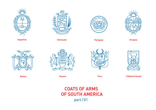 linear images of coats  arms  South America