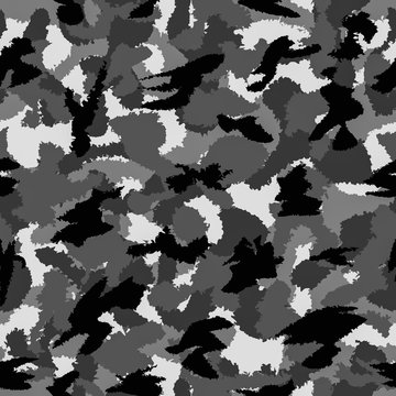 Black and white war camouflage seamless texture