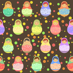 Seamless Pattern Colorful Russian Doll Vector Illustartion