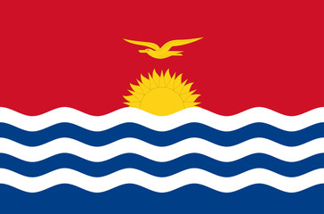 Vector flat style Republic of Kiribati state flag. Official design of Kiribati national flag. Symbol with sun emblem, bird and sea waves. Independence day, holiday, web button, illustration clip art