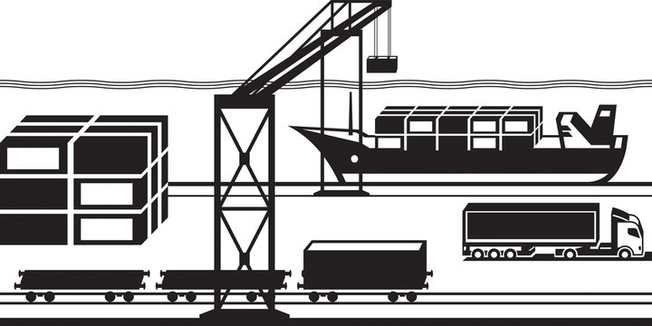 Port cargo terminal - vector illustration