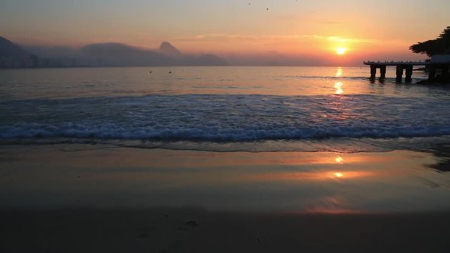 View of the beach at sunset in Rio de Janeiro