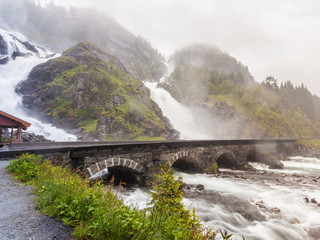 Fototapeta na wymiar Latefossen waterfall in Norway