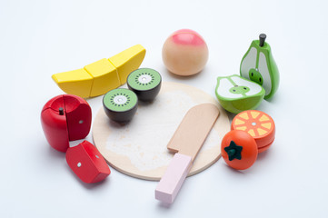 Fruits wooden toy isolated on white background