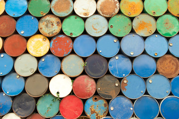 Gallons of oil were put multiple stacked.