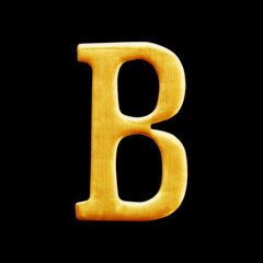 golden letter collection - B isolated on black background