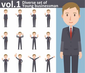 Diverse set of young businessman on white background , EPS10 vector format vol.1