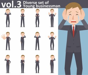 Diverse set of young businessman on white background , EPS10 vector format vol.3