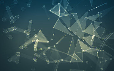 Abstract polygonal space low poly dark background, 3d rendering