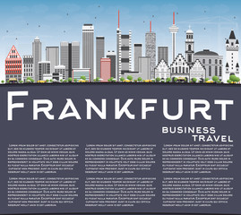 Obraz premium Frankfurt Skyline with Gray Buildings, Blue Sky and Copy Space.