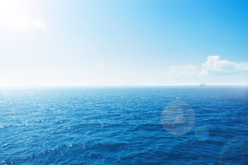 Background of blue sky and blue sea.