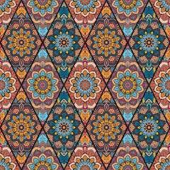 Rhombus Boho Flower Tile Pattern 2