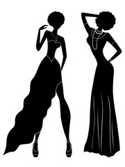 Naklejka na ściany i meble Attractive ladies silhouettes