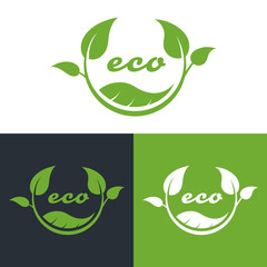 eco or bio friendly company logo, green leaves