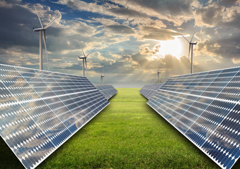 solar energy panels with wind turbine