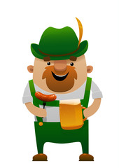 Vector illustration of cartoon oktoberfest fun man with beer