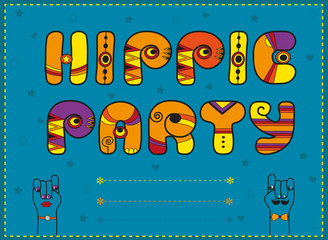 Hippie Party. Funny orange font