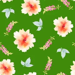 Fotobehang Seamless pattern with flowers watercolor © Karma