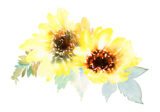 Watercolor sunflowers