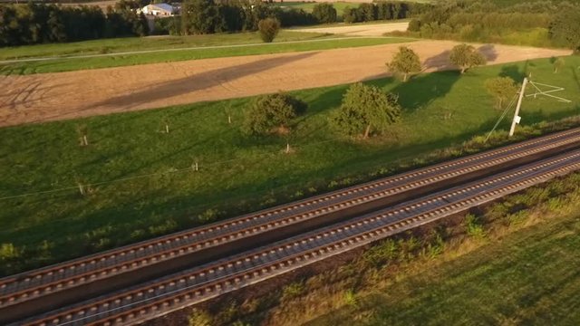 Aerial view of highspeed train railroad track