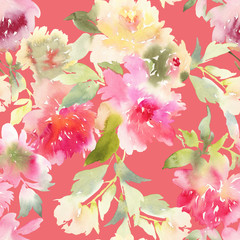 Peony seamless pattern