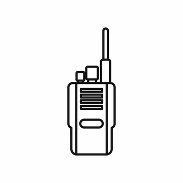 Portable radio transceiver icon in outline style on a white background