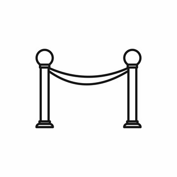 Barrier rope icon in outline style on a white background
