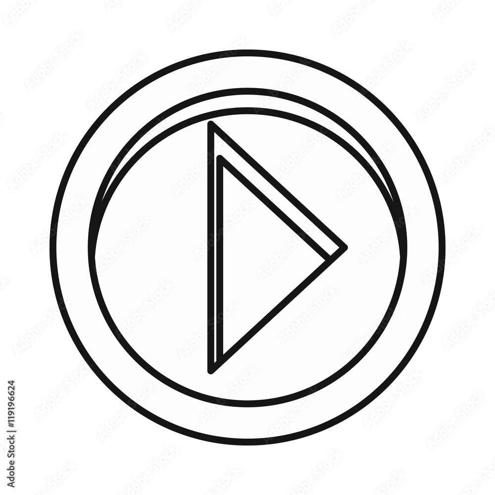 Poster button play icon in outline style on a white background