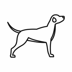 Hunting dog icon in outline style on a white background