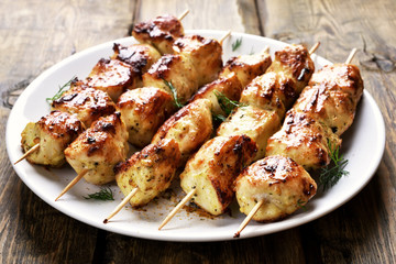 Chicken kebab on plate