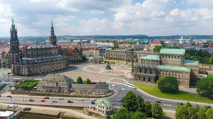 Beautiful aerial view of Dresden in summer time