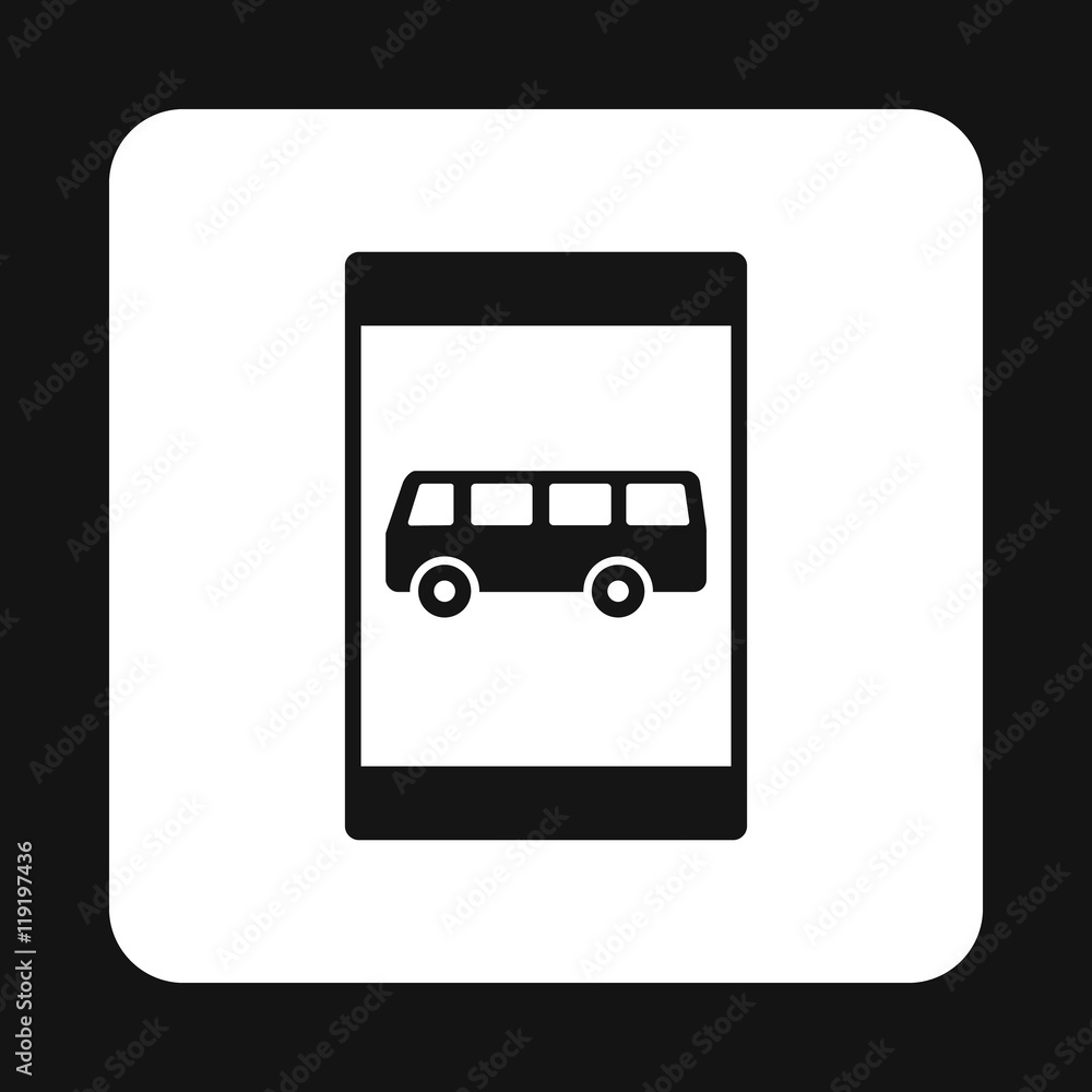 Poster sign bus stop icon in simple style isolated on white background. rules of the road symbol