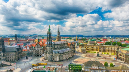 Beautiful aerial view of Dresden in summer time