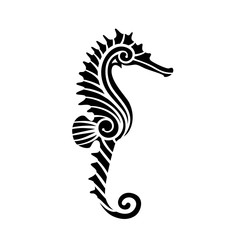 stylized silhouette of seahorse - obrazy, fototapety, plakaty