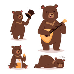 Cartoon bear vector set.