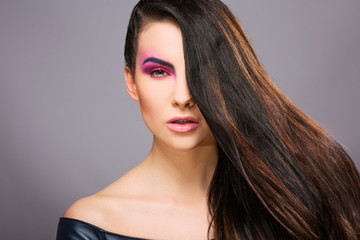 Model with colorful makeup